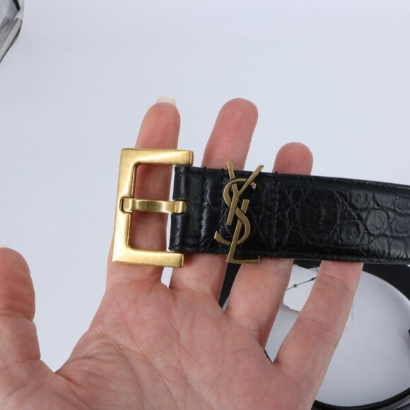YSL 105 croc embossed classic logo Black Belt e917 main image 9